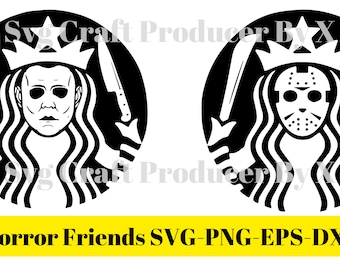 Jason Horror Starbucks Friday the 13th SVG,PNG Horror Friends SVG Horror Movie Squad Goals Michael Myers