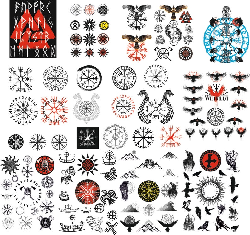 162 Viking SVG Bundle, Norse Mythology SVG, Vegvisir Valknut Raven Odin SVG, Viking Compass Laser Cut Files for Cricut Glowforge png dxf eps image 3