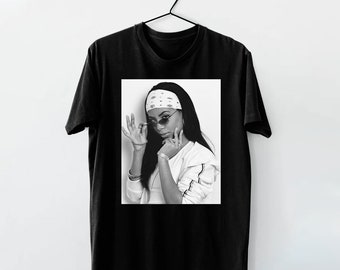 Singer Aaliyah Black & White TShirt, Aaliyah Legend Shirt, Aaliyah Shirt, Music RnB Singer Rapper Shirt, Gift For Fan