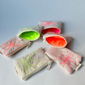 Portmonee, Geldbörse, Party, Minitasche  aus Canvas mit Neon-Futter