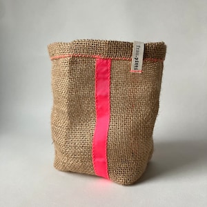 Lichtbeutel, Lichterbeutel, Lichtsack, Gartenlicht, Stoff-Windlicht aus Jute & Neon/Schwarz