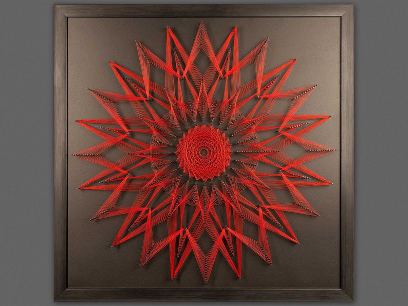 Contemporary 3D Square Flower String Wall Art Etsy
