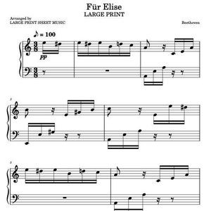 Für Elise LARGE PRINT Piano Solo Original Fur Elise Beethoven