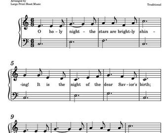 O Holy Night FACILE Spartito per pianoforte Stampa grande Download digitale Canti natalizi per le vacanze Musica per lezioni di pianoforte