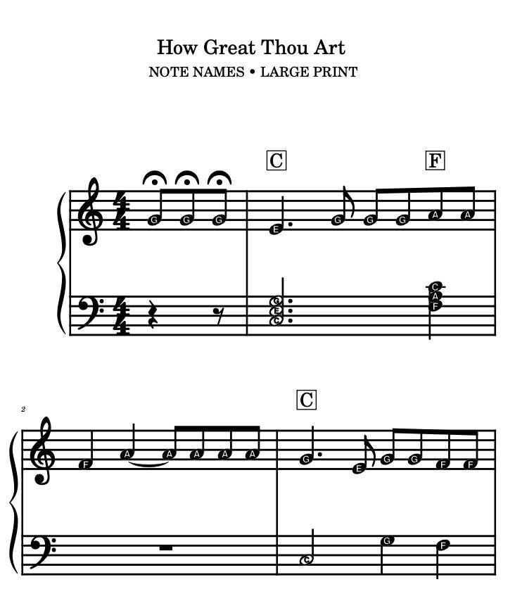 Wie groß du bist | Einfach Klavier Solo | NAMEN MERKEN | GROßER Druck | Großdruck Hymne