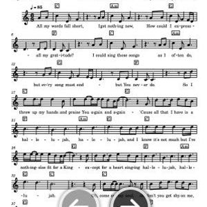 Gratitude Worship Song Lead Sheet Music In the Key of C Digital Download