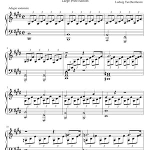 Moonlight Sonata LARGE PRINT Piano Solo Beethoven Original Sheet Music Download