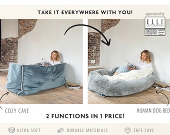 Human Dog Bed with Cozy Cave function | Anti-depression Stress Relief Gadget | Reduce Anxiety, Cuddle Cave, Dog Bed for Humans, Cuddle Sack