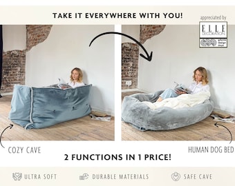 Multifunctional Faux Fur Human Dog Bed NOOKAH Unique Floor Seating
