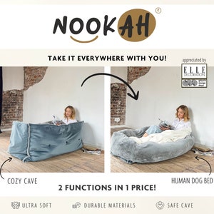Multifunctional Faux Fur Human Dog Bed - NOOKAH - Unique Floor Seating