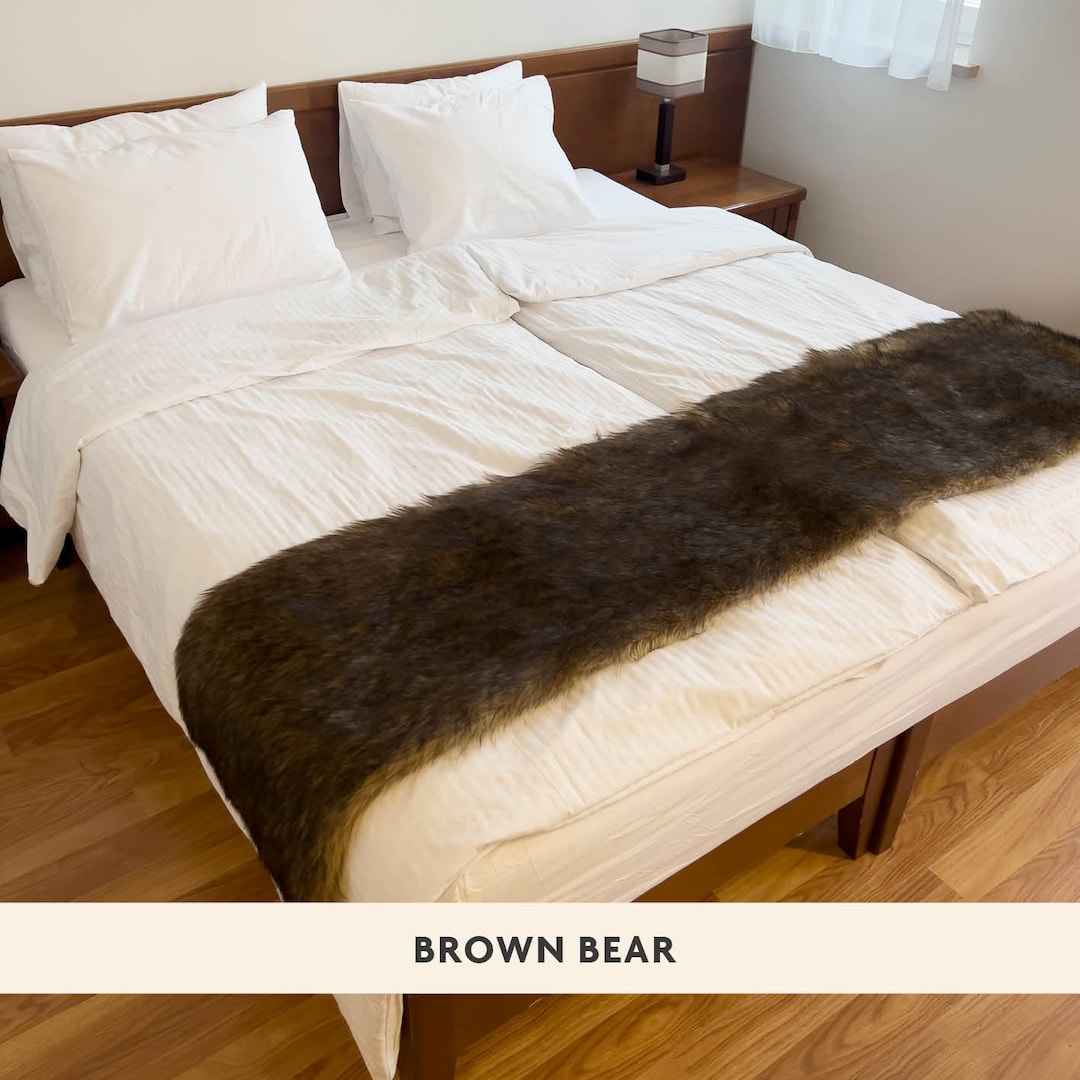 Fur Bed Scarf Super Warm and Soft Bed Throw Luxurious Brown Fur Bed