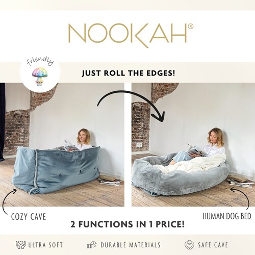 Multifunctional Faux Fur Human Dog Bed NOOKAH Unique Floor Etsy