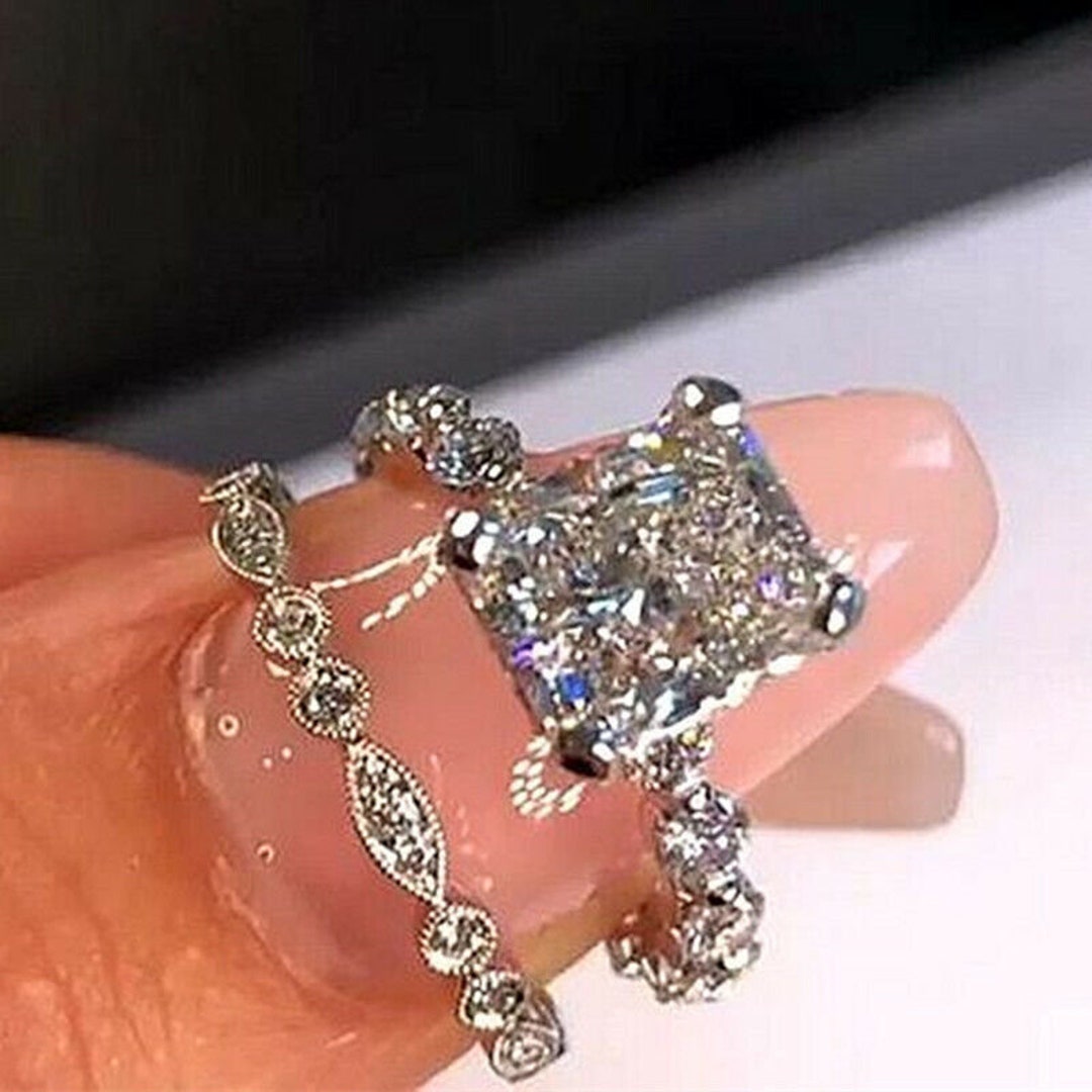 Filigree Bridal Ring Set Versailles Diamond Ring 2.1ct Etsy