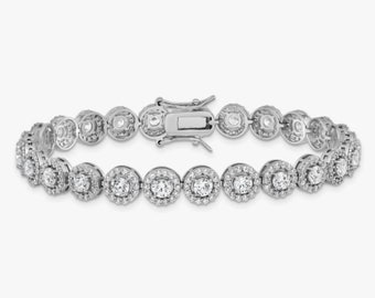 Bracciale tennis, Bracciale tennis per donna in oro, Bracciale di diamanti, Bracciale per donna, Diamante simulato da 1,5 ct, Placcato in oro bianco 14K