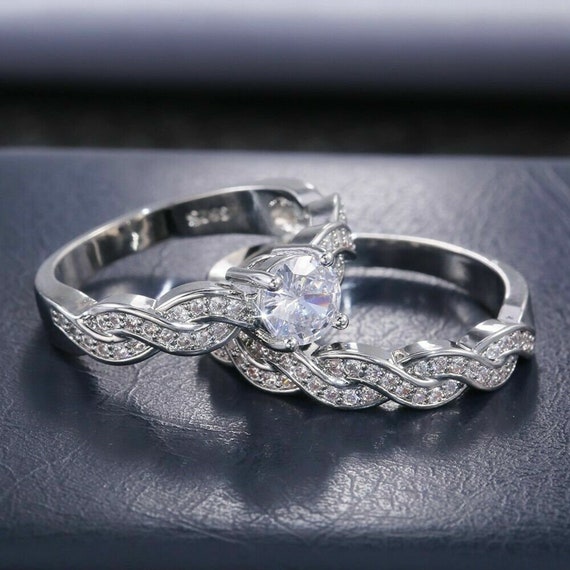 Twisted Bridal Ring Set Criss Cross Ring Set 1.79 Ct Colorless