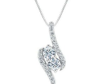 Toi Et Moi Pendant, 2.20 Ct Round Cut Moissanite Necklace, 925 Sterling Silver, Necklace With Chain, Fancy New Style Pendant, Gift Necklace