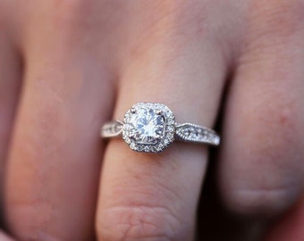 Minimalist Ring, Engagement Ring, Rings For Women, Delicate Rings For Women, 14K White Gold Ring, Simulated Diamond Ring, Rings Gift For Her