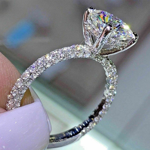 Moissanite Ring Bridal Engagement Ring Moissanite Wedding Etsy