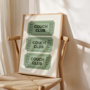 Couch Club Ticket Poster: Trendy Apartment Wall Art (Digital Download)