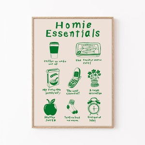 Arte de pared retro, arte de pared verde, cartel de sardinas, cartel de café, cartel de jarrón, cartel de manzana, impresión de dormitorio universitario, cartel divertido, impresión de humor