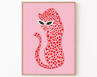 Pink Gepard Herz Print: Boho Animal Print (Digitaler Download)