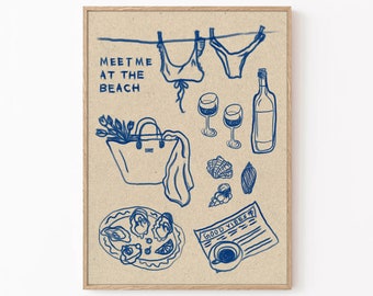 Meet Me at the Beach Art Print: Coastal Summer Vibes (Digital Download)
