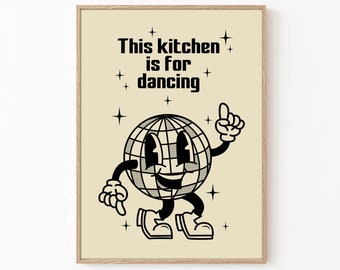 Retro Kitchen Disco Ball Print: Trendy Kitchen Decor (Digital Download)