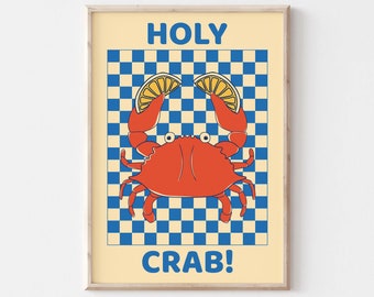 Retro krabkeukenprint: muurkunst zeevruchten (digitale download)