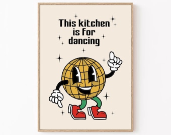 Retro Kitchen Disco Ball Print: Trendy Kitchen Decor (Digital Download)
