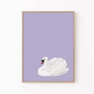 Purple Swan Poster: Y2K Minimalist Wall Art (Digital Download)