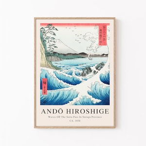 Waves Wall Art, Japanese Wall Art, Japanese Waves Poster, Japandi Poster, Vintage Japanese Print, Vintage Blue Color Art, Digital Download