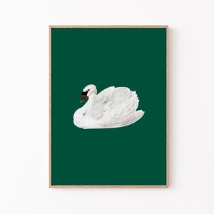 Green Swan Art Print: Y2K Home Decor (Digital Download)