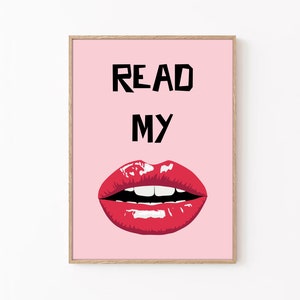 Läs mina läppar-poster: Trendig retroväggkonst (digital nedladdning)