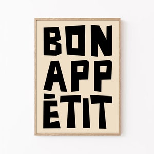 Retro Poster, Bon Appetite print, Dining room print, Retro Kitchen, Kitchen Art, Wall Art, Retro Decor, French Poster, Home Decor, Decor