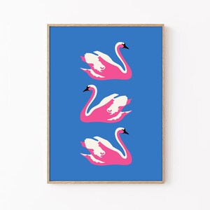 Pink Swan Poster: Y2K Trendy Kids Room Decor (Digital Download)