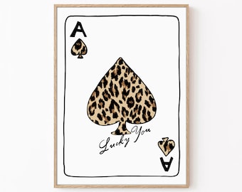 Leopard Ace of Spades Print: Retro Trendy Wall Art (Digital Download)