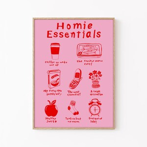 Arte de pared retro, arte de pared roja, cartel rosa, cartel de sardinas, cartel de café, cartel de jarrón, cartel de manzana, impresión de dormitorio universitario, cartel divertido