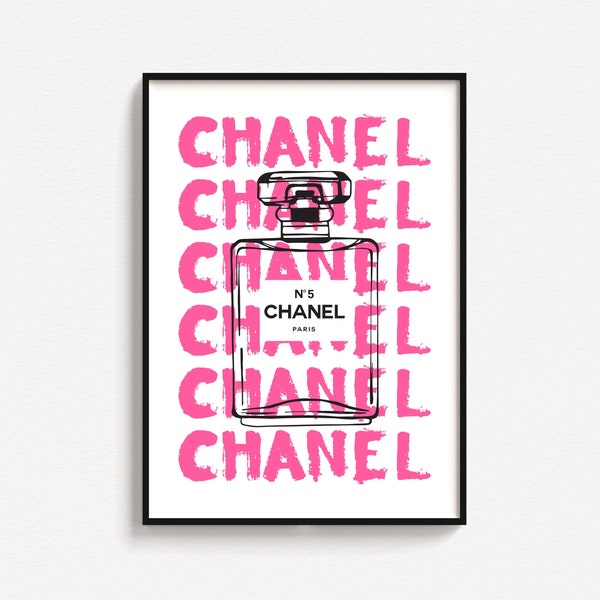 Perfume Bottle Print, Fashion Wall Decor, Pink Colour Print, Fashion Poster, Fashion Gallery Print, Pink Colour Wall Art, Digital Download