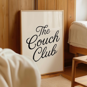 couch club poster, The Couch Club Print, Retro Poster, Trendy Living Room Decor, Cute Quote Art, Aesthetic Apartment Wall Art