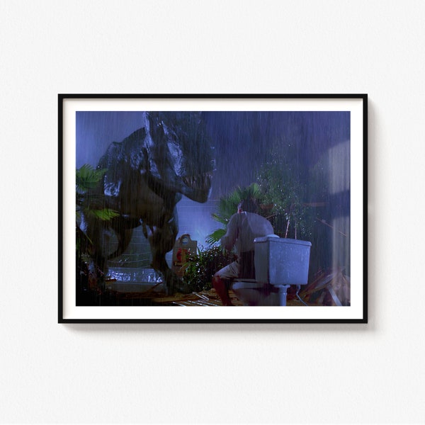 Jurassic Park Movie Scene, Tyrannosaurus Rex Print, Funny Bathroom Decor, Toilet Humour, Home Decor, Digital Download, T Rex