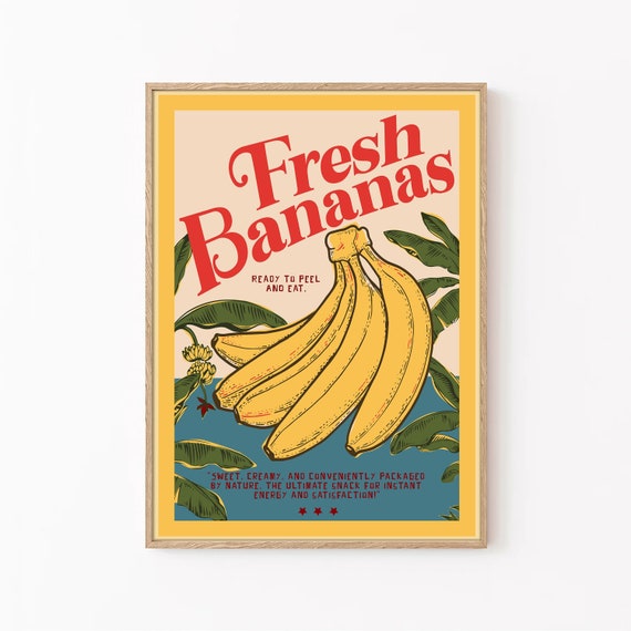 Retro Banana Print: Trendy Kitchen Wall Art (digital Download) - Etsy