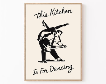 Retro Kitchen Disco Poster: Couple Dancing Art Print (Digital Download)