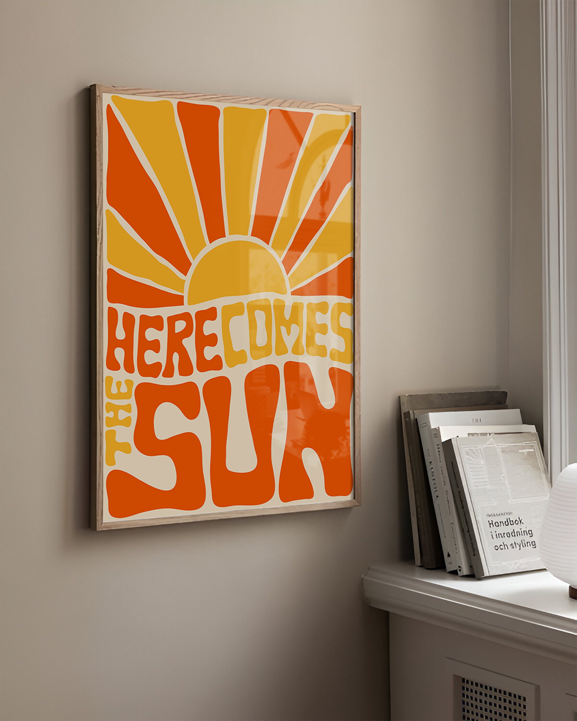 Retro 'here Comes the Sun' Print: Orange & Yellow Wall Art