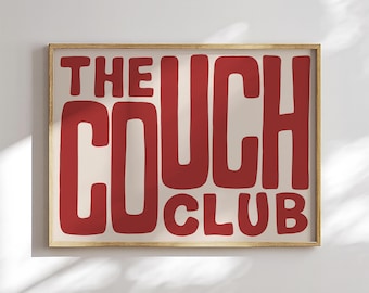couch club poster, The Couch Club Print, Ticket Poster, Trendy Living Room Decor, Cute Quote Art, Aesthetic Apartment Wall Art