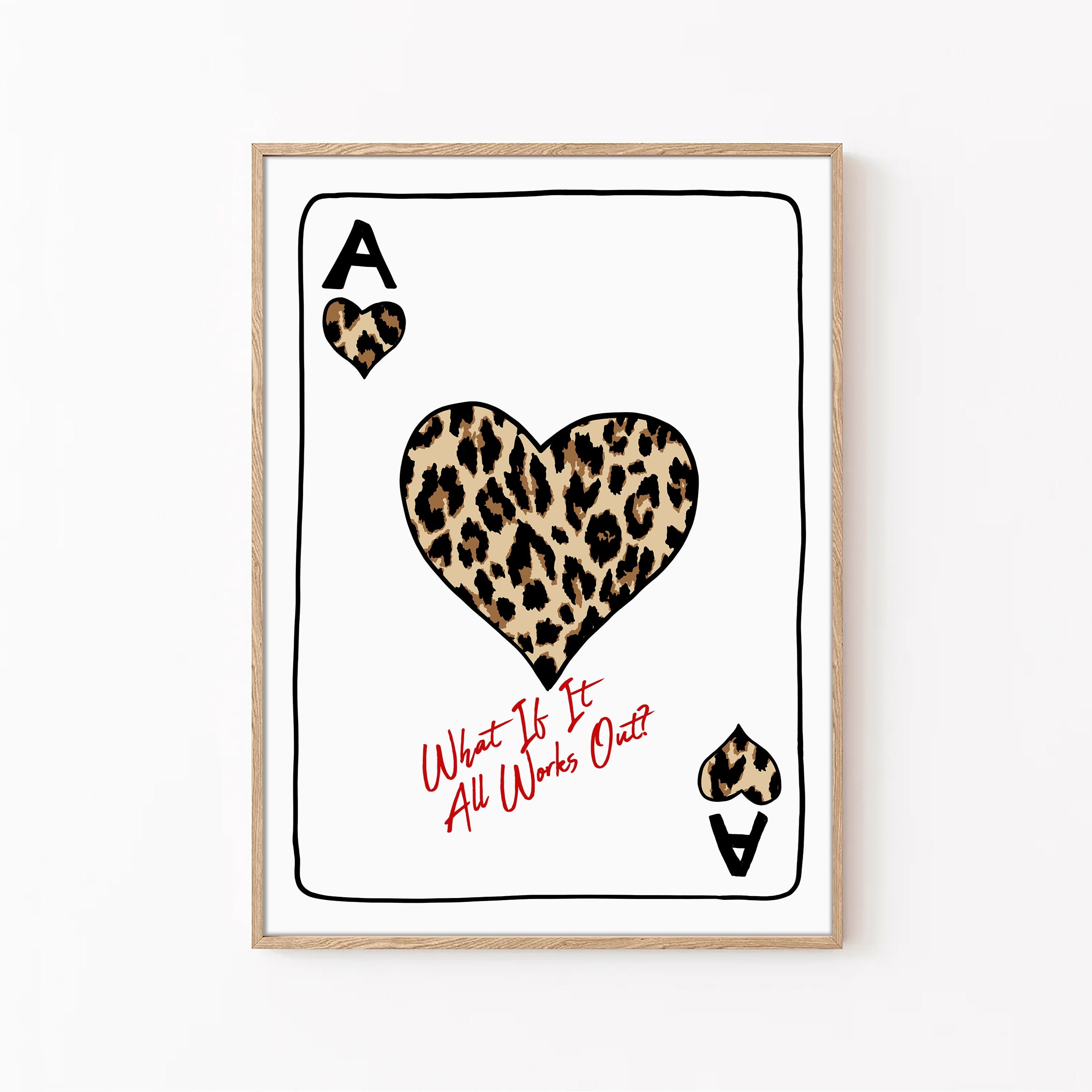 Leopard Ace of Hearts Print: Trendy Card Wall Art (digital