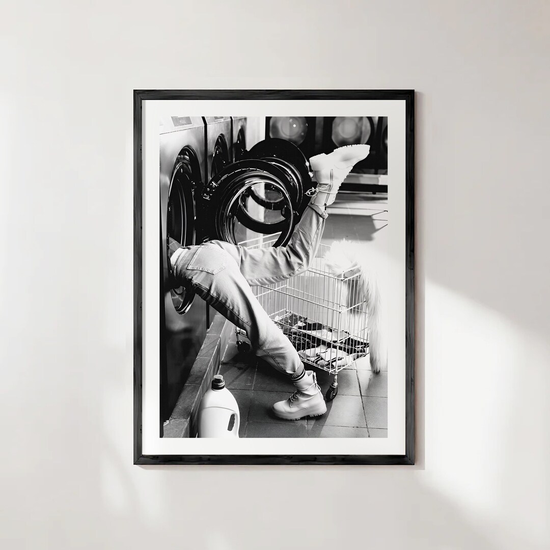 Laundry Day Wall Art, Black and White, Funny Wall Art, Laundry Room