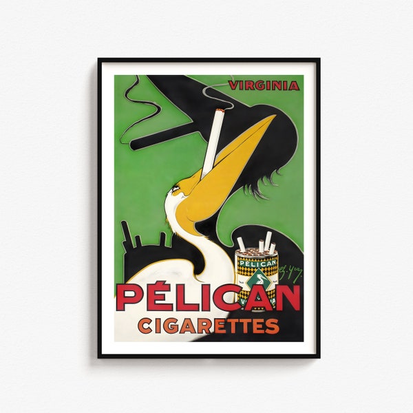 Vintage Cigarette Poster, Cigarette Wall Art, Smoking Poster, Cigarette Print, Humour, Home Decor, Bird wall art, Digital Download