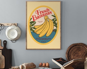 Retro Banana Print: Trendy Kitchen Wall Art (digital Download) - Etsy