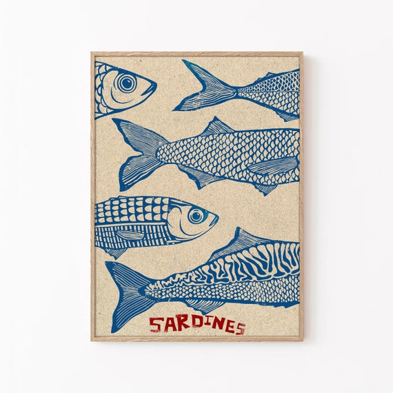 Retro Sardines Print: Kitchen Wall Art (Digital Download)