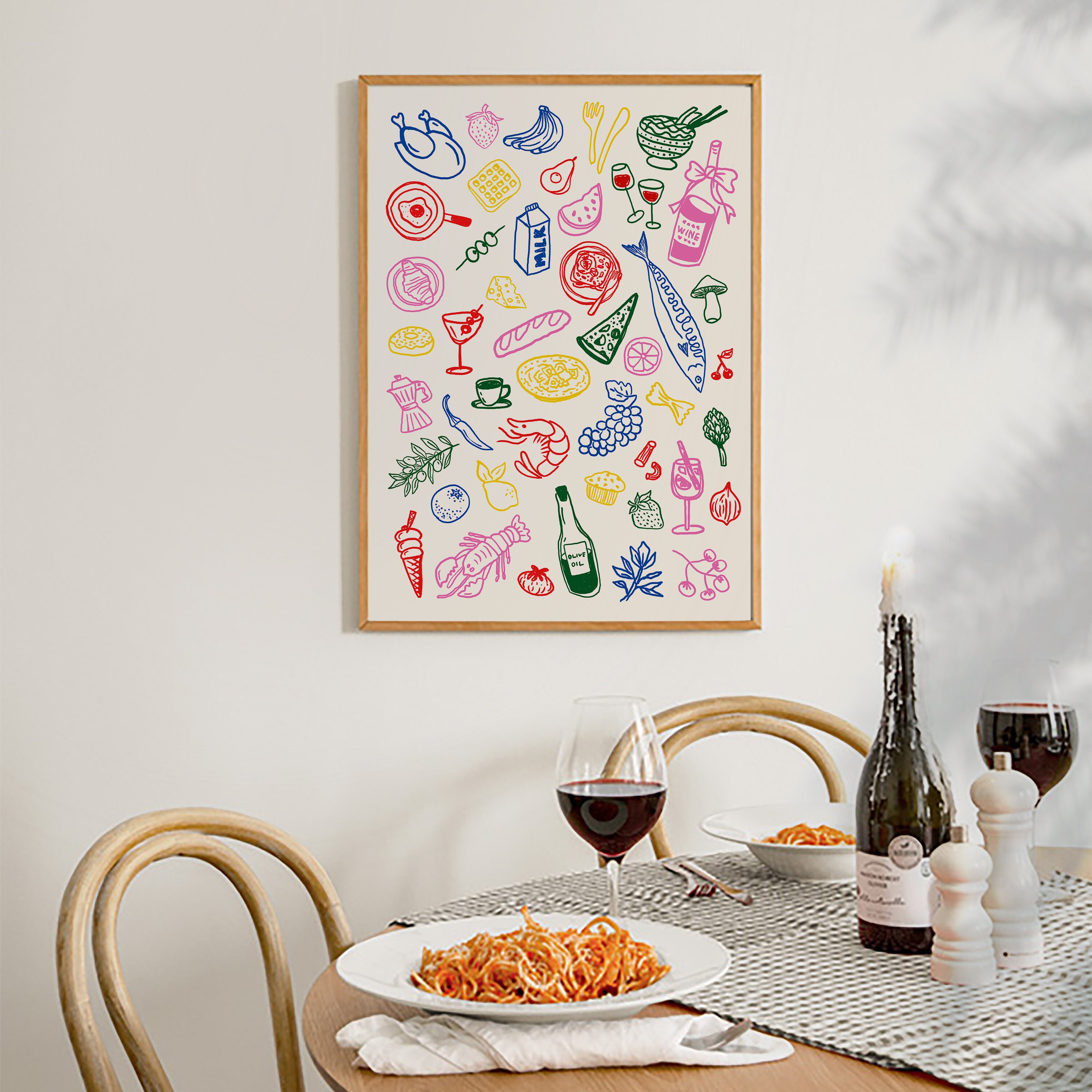500 kitchen wall art prints bundle, retro food and... Retro Food & Drink Poster: Maximalist Kitchen Art (digital Download) - Etsy